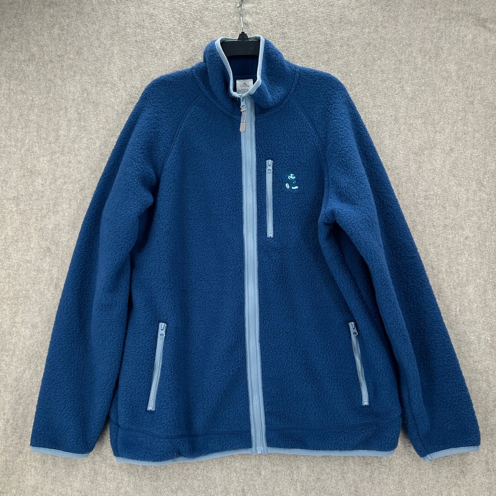 Disney Parks Fleece Jacket Mens XL Blue Mickey Mouse Full Zip Sherpa Mock Neck